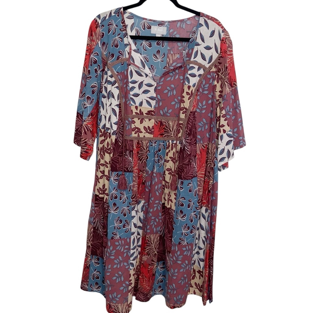 Ryllace Dress Womens Plus Size 2X Patchwork Pockets Lagenlook Boho Hippie Artsy